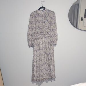 The Kooples Gray and White Long Sleeve Sundress